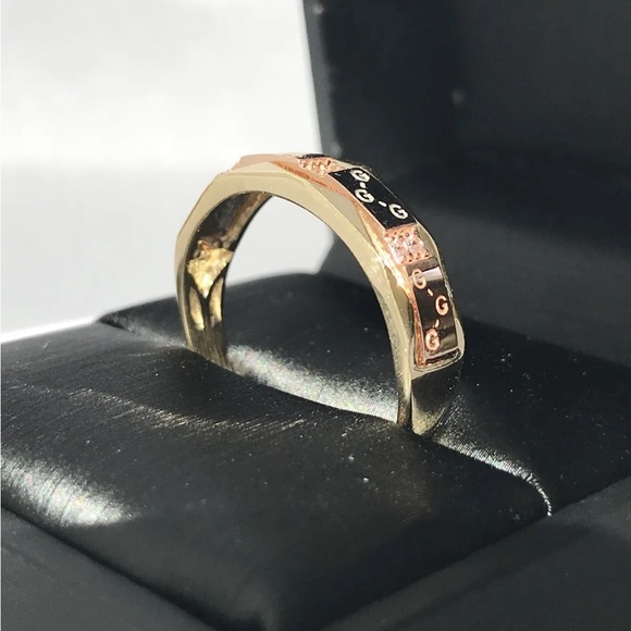14K Solid yellow and white gold Band ring - Picture 4 of 7
